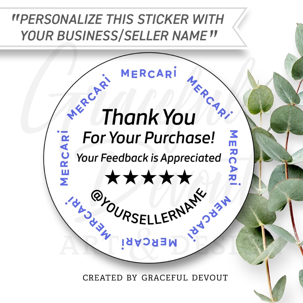 Mercari- 2" (inches) Thank You Round- 2" (48ct.) Stickers